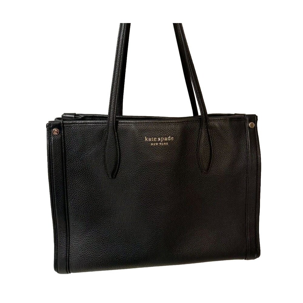 Kate Spade New York Market Medium Tote Bag Purse Pebbled Black Leather Excellent